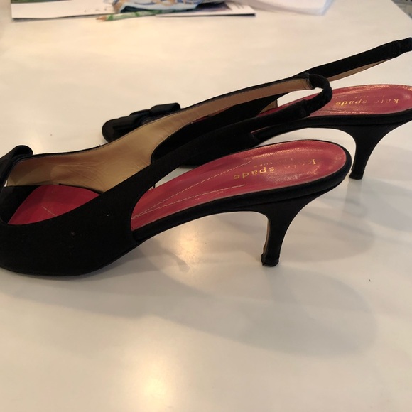 Kate Spade black satin heel size 10 - Picture 3 of 7